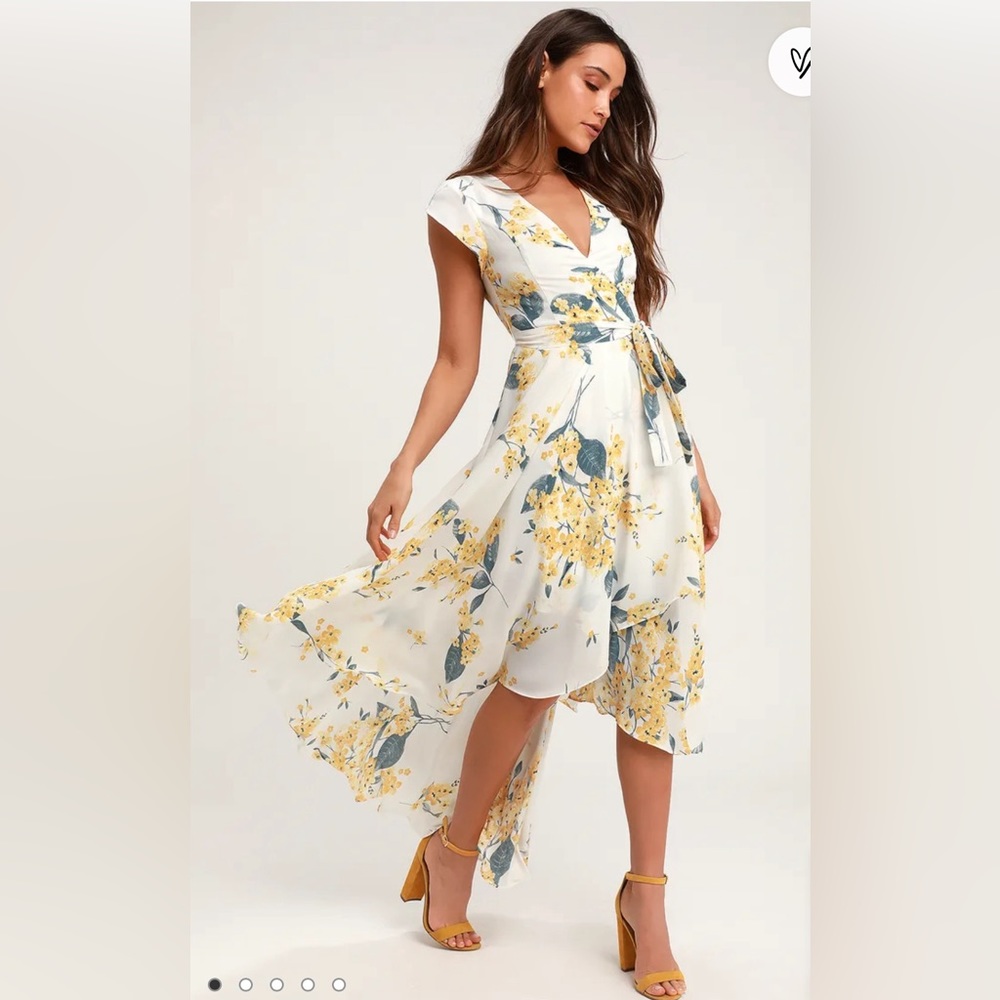 Lulu’s French Countryside Floral High Low Dress M